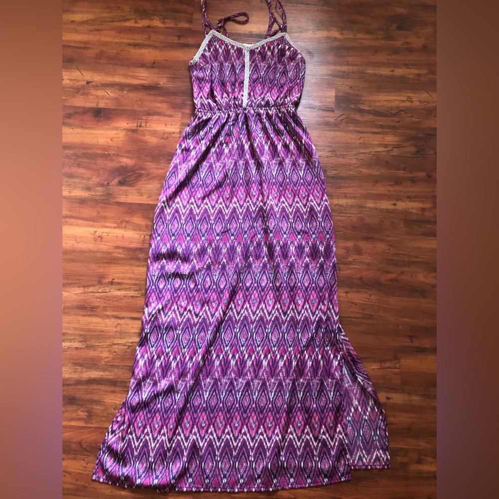 Skies are Blue purple pattern maxi dress
